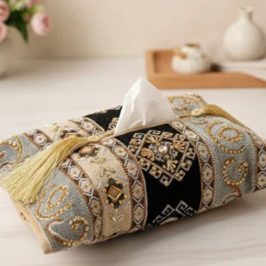 Tissue Box Cover Black And Ash Grey