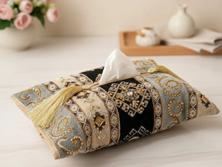 Tissue Box Cover Black And Ash Grey