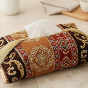 Tissue Box Cover Mustard And Chocolate