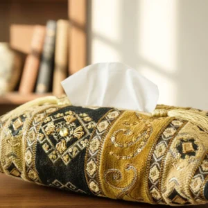 Tissue Box Cover Black Golden