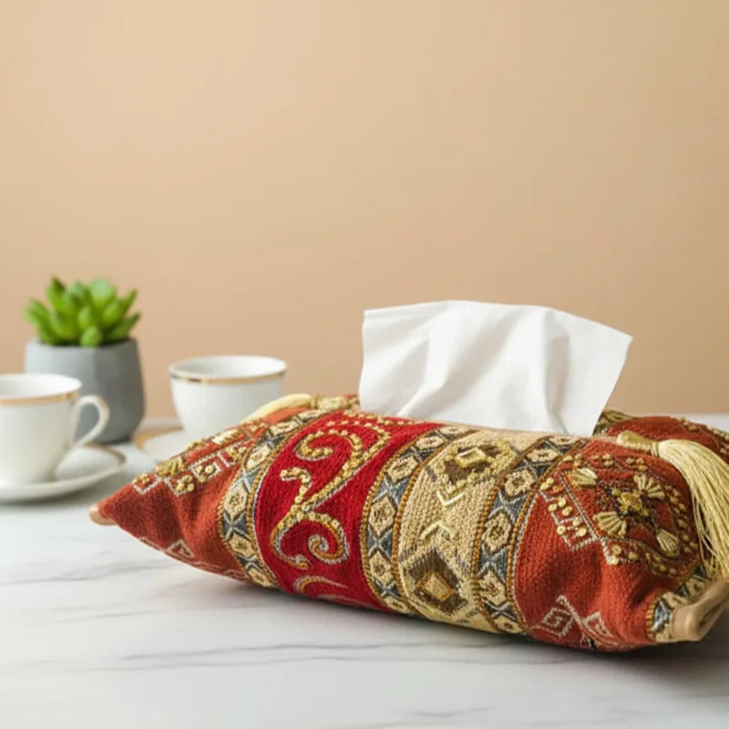 Tissue Box Cover Orange Red