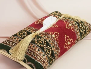 Handcrafted Tissue Box Cover Maroon & Green