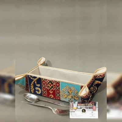 hand made Azure amber cutlery tray