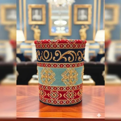 hand made Azure amber waste bin
